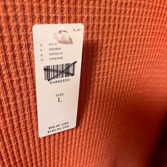 T.La x Anthropologie Sloan Mock Neck Waffle Thermal Tunic Top in Orange - Picture 6 of 7